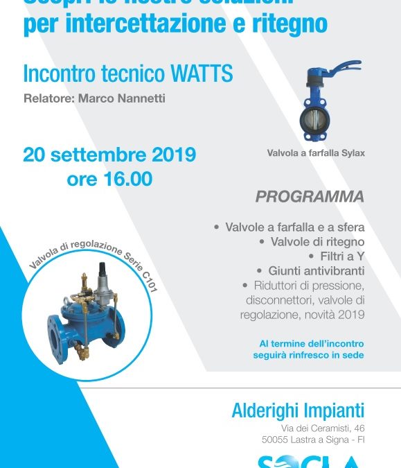 FORMAZIONE TECNICA – WATTS/SOCLA